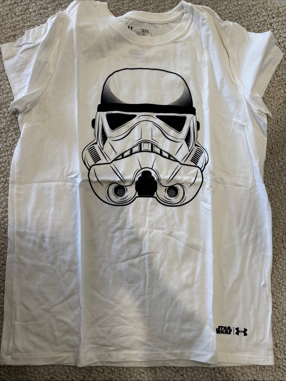 Under Armour White Tee with Black Stormtrooper Graphic Star Wars